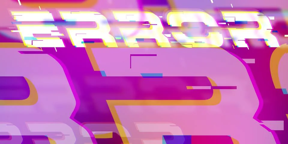 Error message cyberpunk style neon light 3d illustration Stock Illustration