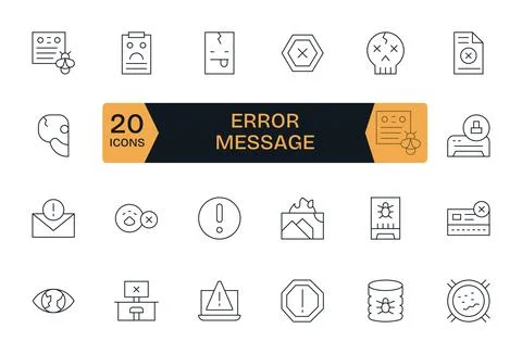 Error Message Display Perfect Vector Set with 24 Retina Ready Thin Line Icons Stockillustratie