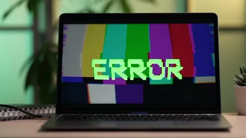 Error Message with Glitch on a Laptop Computer Stock Footage 168303525