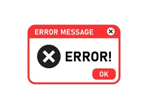 Error message icon in flat style. Computer window alert vector illustration.. Illustrazione stock