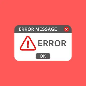 Error message icon in flat style. Computer window alert vector illustration.. Illustrazione stock