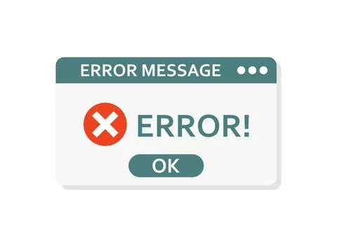Error message icon in flat style. Computer window alert vector illustration.. Illustrazione stock