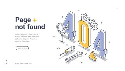 Error message with isometric design for web banner template displaying page.. Stock Illustration