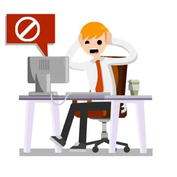 Error message on the office computer. Virus and bug. Stock Illustration