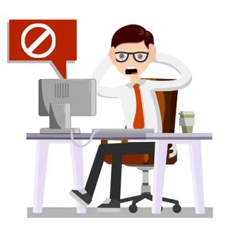 Error message on the office computer. Virus and bug. Stock-Illustration