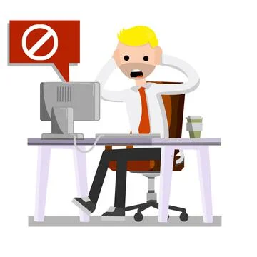 Error message on the office computer. Virus and bug. Stock Illustration