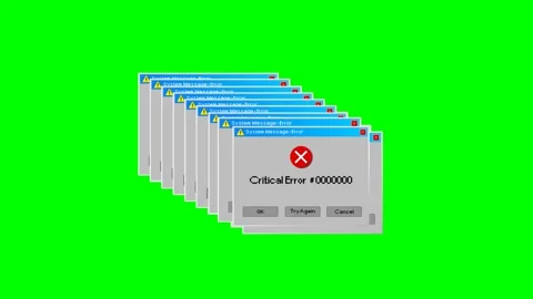 Error Message Popup Animation Green Screen  Critical System Alert 4K Stock Footage 320032471