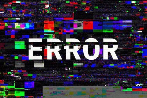 ERROR message text on glitch screen background Illustrazione stock