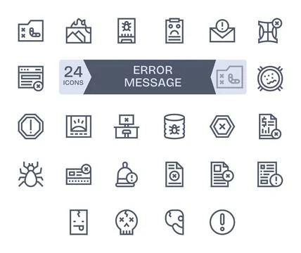 Error Message Vector Graphics featuring 24 Bold Line Editable 64x64 Designs Stock Illustration