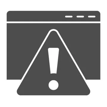 Error message on web page solid icon. Website with attention triangle Stock Illustration