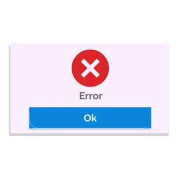 Error message window with ok button showing an alert Stock Illustration