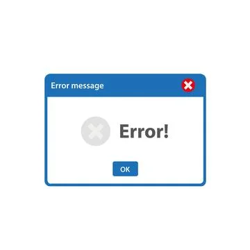 Error message window on a white background with copy space 스톡 일러스트