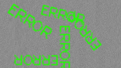 Error message written in green with a pixel font on a static tv background Stock Footage 125696320