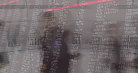 Error messages and data codes animation over people working in office Stock Footage 304866116