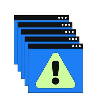 Error messages web multiple popups 2D cartoon object 스톡 일러스트