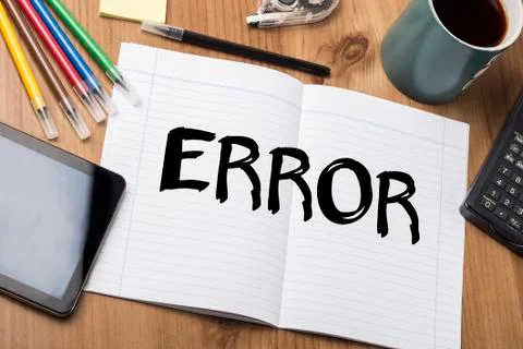 ERROR - Note Pad With Text On Wooden Table 写真素材