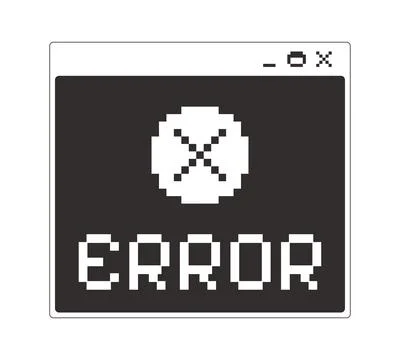 Error notification monochrome pixel pop-up window Stock Illustration