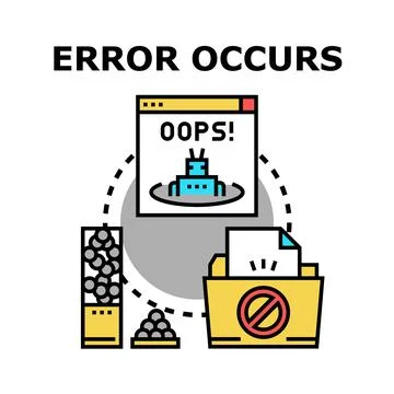 Error occurs in data processing and system operation Stockillustratie