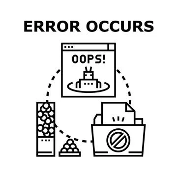 Error occurs in data processing and system operation Stockillustratie