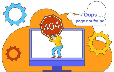 Error opening the page, error loading the site page, technical error. Vector Stock Illustration