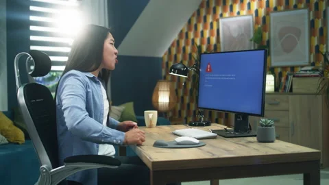 Error on pc during 3D modeling Stock Footage 211796734