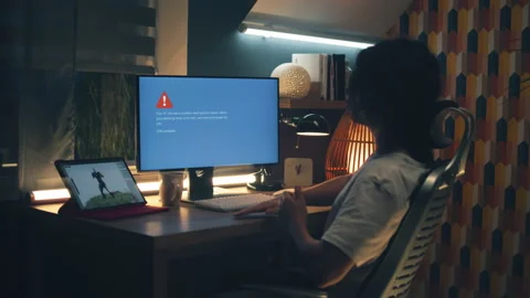 Error on pc during remote work Stock Footage 211796663