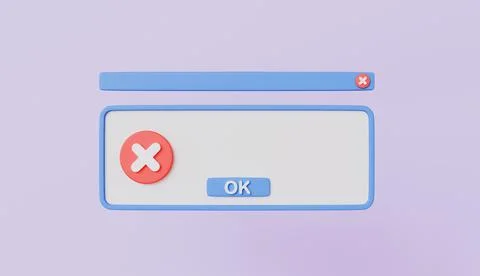 Error pop up window with copy space for text and message 3d icon illustration Stock Illustration
