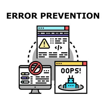 Error prevention concept for digital development and software testing Illustrazione stock