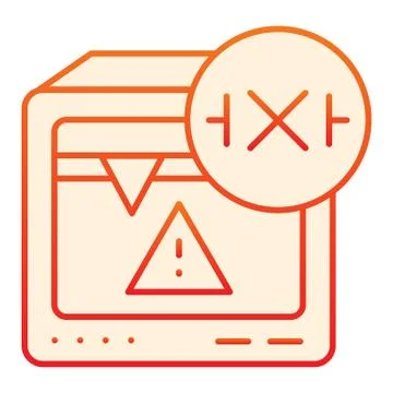 Error printing flat icon. 3d printer warning orange icons in trendy flat style Stock Illustration