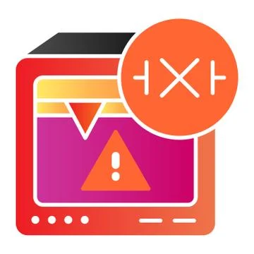 Error printing flat icon. 3d printer warning color icons in trendy flat style Stock Illustration