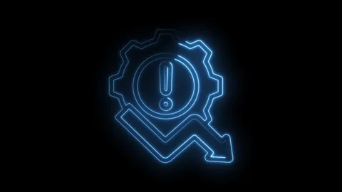 Error processing with downward trend and gear animation with neon light effec Stock-Footage 346003902