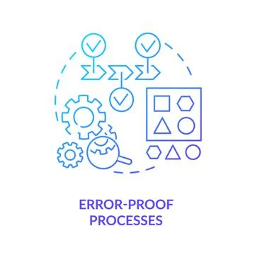Error proof processes blue gradient icon Stock Illustration