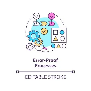 Error proof processes concept icon Stock Illustration