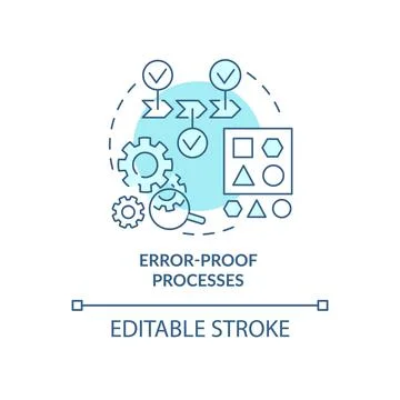 Error proof processes turquoise concept icon イラスト素材