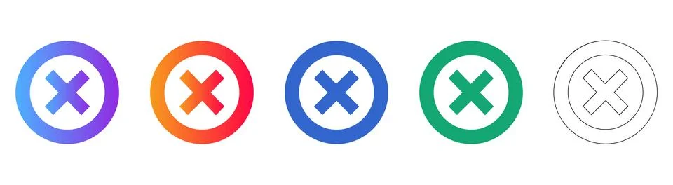 Error Rejection Cross Circle Icon Set Ilustración de archivo