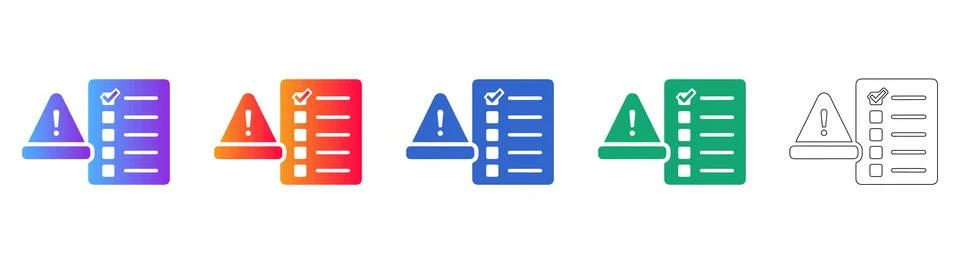 Error Report Checklist Icon Set Illustrazione stock