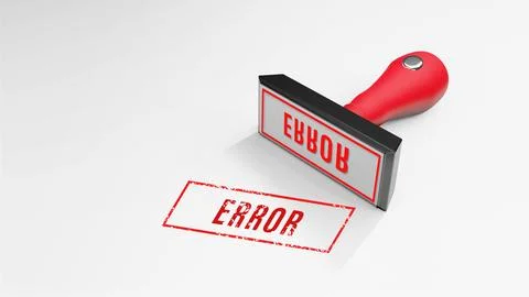 ERROR rubber Stamp 3D rendering Stock-Fotos