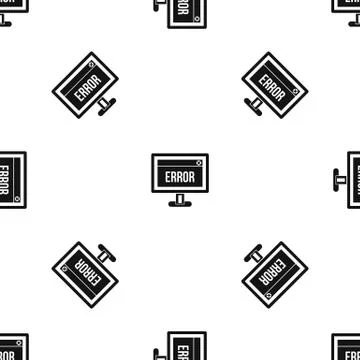 Error sign on a computer monitor pattern seamless black Stock Illustration