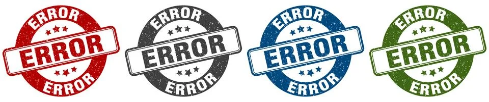 Error stamp. error round stamp set isolated on white background Stock Illustration