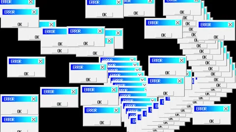Error tabs on screen of computer.  Software errors. Alert popup. Stock Footage 232477418