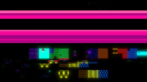Error on the test signal. Noise background with colorful stripes, rounds and Stock-Footage 115532772