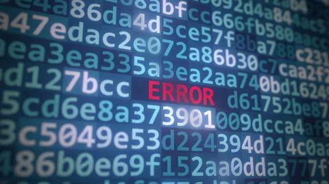 ERROR text and source code on the computer monitor, 3D rendering Stock Illustration