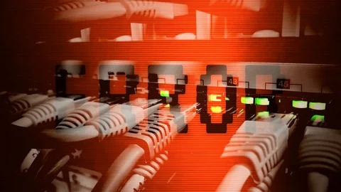 Error text floating over database server rack Stock Footage 105920902
