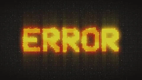 ERROR text with glitch effect. Glitch ERROR video game screen Illustrazione stock