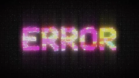 ERROR text with glitch effect. Glitch ERROR video game screen Stock Illustration