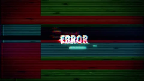 Error text with glitch pixel screen, VHS noise, and TV static transition Stock Footage 341420812