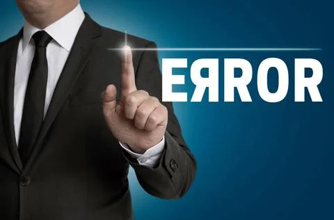 Error Touchscreen wird von Geschäftsmann bedient Konzept error Touchscreen.. Stock Photos
