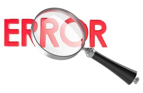 ERROR under magnifying glass. Mistake detection, debugging, quality control.. 스톡 일러스트