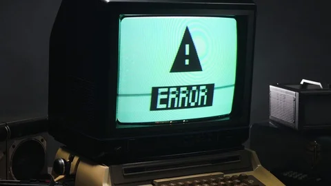 Error Warning Message on a Old Retro Computer Monitor from 70s 80s Stock Footage 126470977