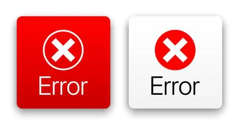 Error warning red vector icon set, isolated on white background Stock Illustration